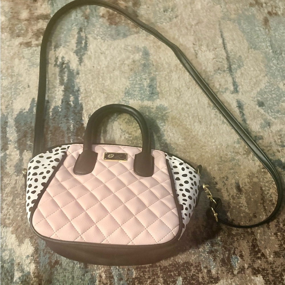 LUV Betsey Pink Quilted Crossbody Bag with Polka Dot